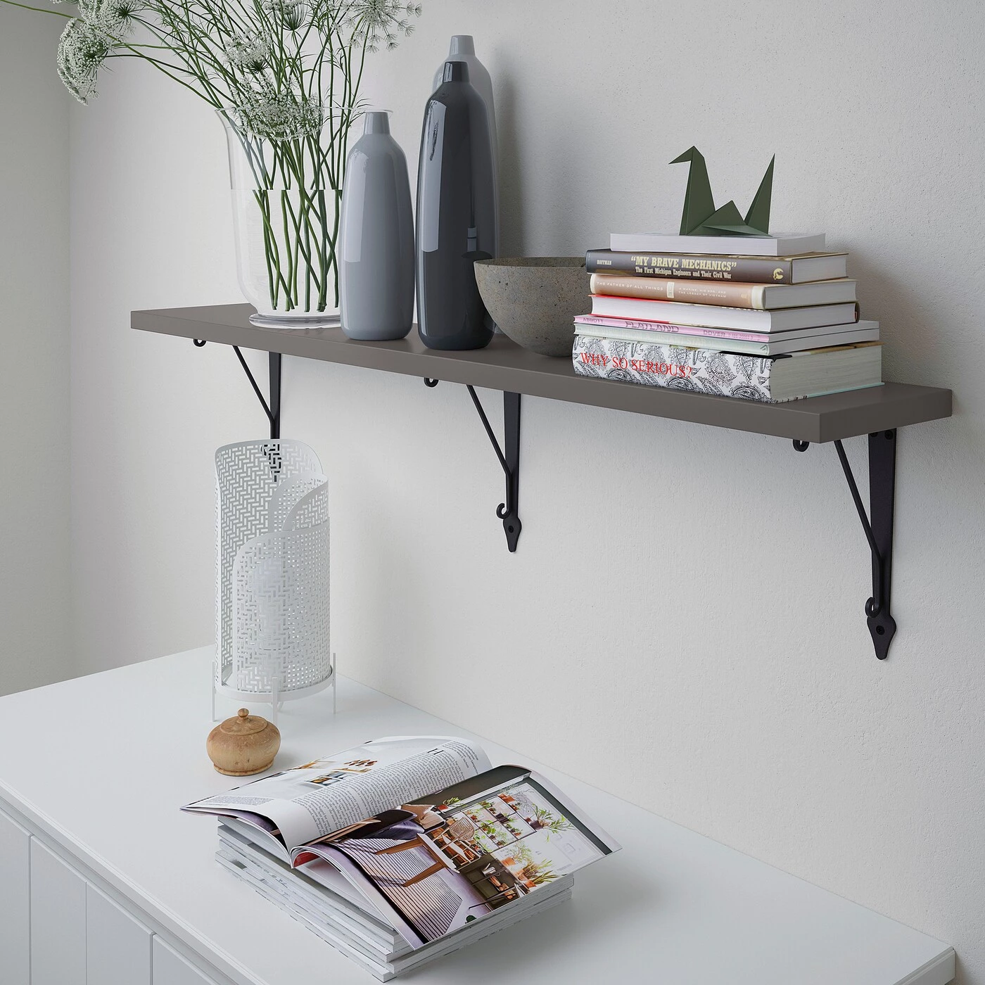 IKEA BERGSHULT / KROKSHULT Wall Shelf Dark Gray/anthracite 47 1/4x7 7/8 " 5 IKEA BERGSHULT / KROKSHULT Wall Shelf Dark Gray/anthracite 47 1/4x7 7/8 " - Image 3